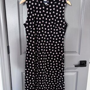 Tommy Hilfiger Black and Pink Floral Midi Dress